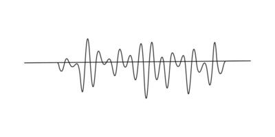 Audio icon one sound line wave music art voice continuous hand. Wave podcast line sound soundwave noise sketch drawn drawing doodle outline recording frequency vocal waveform microphone background vector
