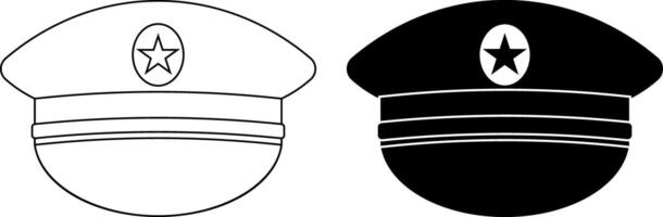 front view Peaked cap icon set vector