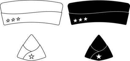 side view and front view garrison cap or flight cap icon set vector