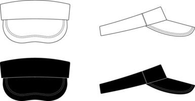 side view and front view Sports visor icon set vector