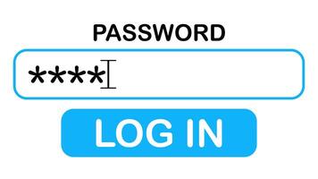 Animation of password entry and clicking login button. UI interaction concept video