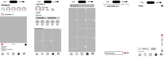 Instagram UI Mockup Pack Editable Templates for Feed vector