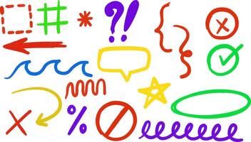 Full set of colorful hand-drawn doodles vector