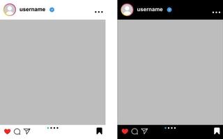 Modern Instagram post layout comparison in light and dark mode UI vector