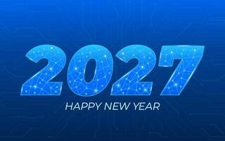 Happy New Year 2027 with Futuristic Digital Design vector