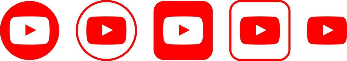 Collection of modern YouTube logo variations in flat minimalist styles vector