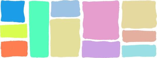Collection of textured pastel color blocks with organic brush strokes vector