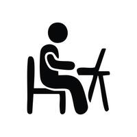 Working at computer icon vector