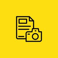 Document and Camera Icon on Yellow Background vector