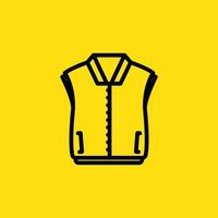 Black outline of a vest on a yellow background creates a minimalist design suitable for fashion or apparel related projects. vector