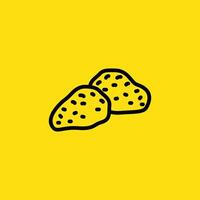 Two yellow potatoes with black dots are depicted on a yellow background, suitable for illustrating food or vegetables. vector