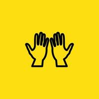 Two Hands Outline on Yellow Background vector