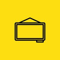 A simple outline of a blackboard hangs on a yellow background, perfect for educational or design related projects. vector