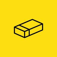 Eraser drawn as an icon with black lines is displayed on a yellow background, perfect for use in a digital design. vector