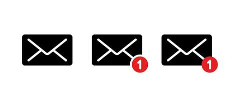 Message notification icon set isolated on white background. Email envelope, receive mail sign symbol vector