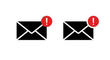 Error message icon isolated on white background. Email with exclamation mark symbol. Warning sign on mail envelope concept vector