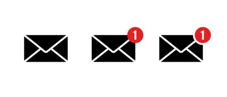 New message, email icon set. Notification mail sign. Envelope symbol vector