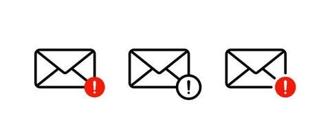 Warning message notification icon. Email envelope with exclamation mark sign symbol vector