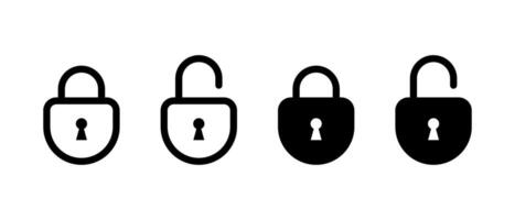 Lock and unlock padlock icon set. Data encryption sign symbol vector