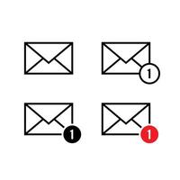 Message envelope notification outline icon set. Email, mail sign symbol vector