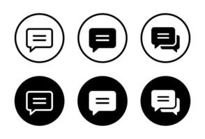 Speech bubble, message icon set on black circle. Chat, comment, SMS sign symbol vector