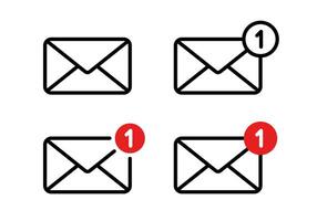 New message notification, envelope email outline icon set. Mail sign symbol vector