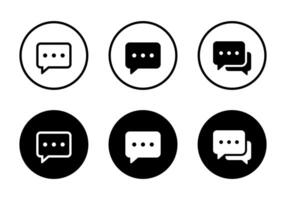 Speech bubble, message icon set on black circle. Chat, social media text communication concept vector