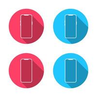 Smartphone icon set with long shadow. Mobile phone sign. Cellphone device symbol vector