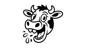 Funny Cartoon Cow Head with a Happy Expression and Drooling Tongue vector