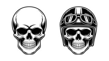 Skull with and without a Helmet Illustration vector