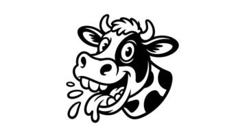 A Funny Cartoon Cow Head with a Happy Expression and Drooling Tongue vector