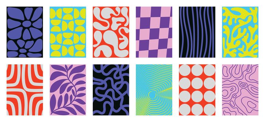 Abstract wall art geometric and botanical pattern design set. Wallpaper contemporary with scribble, circle, flower, leaves. Illustration for package, wall, interior, background.