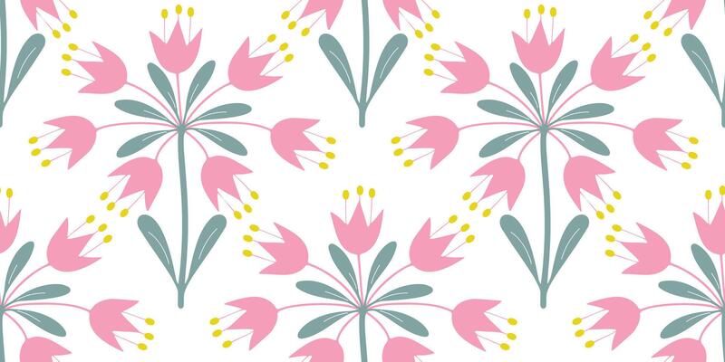 Abstract pink wild flower vintage seamless pattern print.
