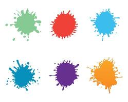 Paint splatter colorful set. Round splash flat collection vector