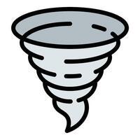 Tornado icon flat line style illustration representing extreme weather and natural disasters, suitable for emergency preparedness, meteorology, and climate-related projects vector