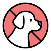 No pet icon flat line style illustration representing pet restrictions and area regulations, suitable for signage, property management, and public space-related projects vector