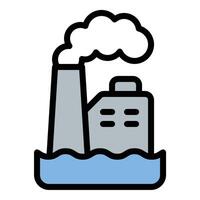 Pollution icon flat line style illustration representing environmental contamination and air quality issues, suitable for ecology, awareness, and sustainability projects vector