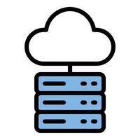Data storage icon flat line style illustration representing digital file saving and information management, suitable for technology, cloud services, and IT infrastructure projects vector
