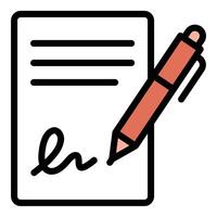 Handwriting icon flat line style illustration representing personal writing and signature, suitable for education, documentation, and creative projects vector