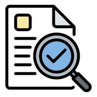 Audit icon flat line style illustration representing financial inspection and compliance review, suitable for accounting, business analysis, and regulatory-related projects vector