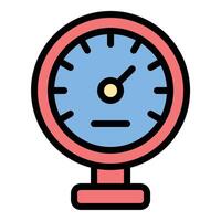 Gauge icon flat line style illustration representing measurement and monitoring tools, suitable for engineering, automotive, and industrial projects vector