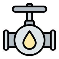 Oil valve icon flat line style illustration representing flow control in pipelines, suitable for oil and gas, industrial, and engineering-related projects vector
