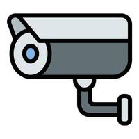 CCTV camera icon flat line style illustration representing surveillance and security monitoring, suitable for safety, law enforcement, and property protection projects vector