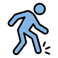 Stumble icon flat line style illustration representing tripping or loss of balance, suitable for safety awareness, hazard warning, and accident prevention-related projects vector