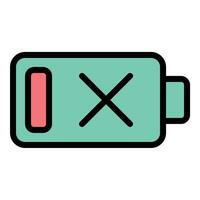 Low battery icon flat line style illustration representing power depletion and device status, suitable for technology, electronics, and energy-related projects vector
