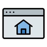 Homepage icon flat line style illustration representing the main landing page of a website, suitable for web design, user interface, and digital projects vector