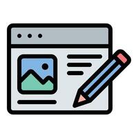 Web design icon flat line style illustration representing the creation and layout of websites, suitable for digital media, UI UX, and technology-related projects vector