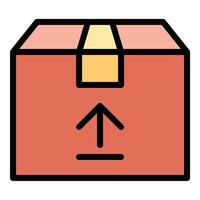 Delivery box icon flat line style illustration representing parcel shipment and packaging, suitable for e-commerce, logistics, and courier service projects vector