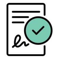 Confirmation icon flat line style illustration representing approval or verification, suitable for authentication, communication, and task completion-related projects vector