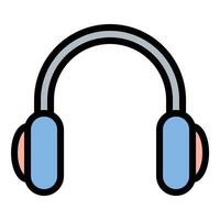 Earmuffs icon flat line style illustration representing hearing protection and cold weather gear, suitable for safety, construction, and winter apparel projects vector